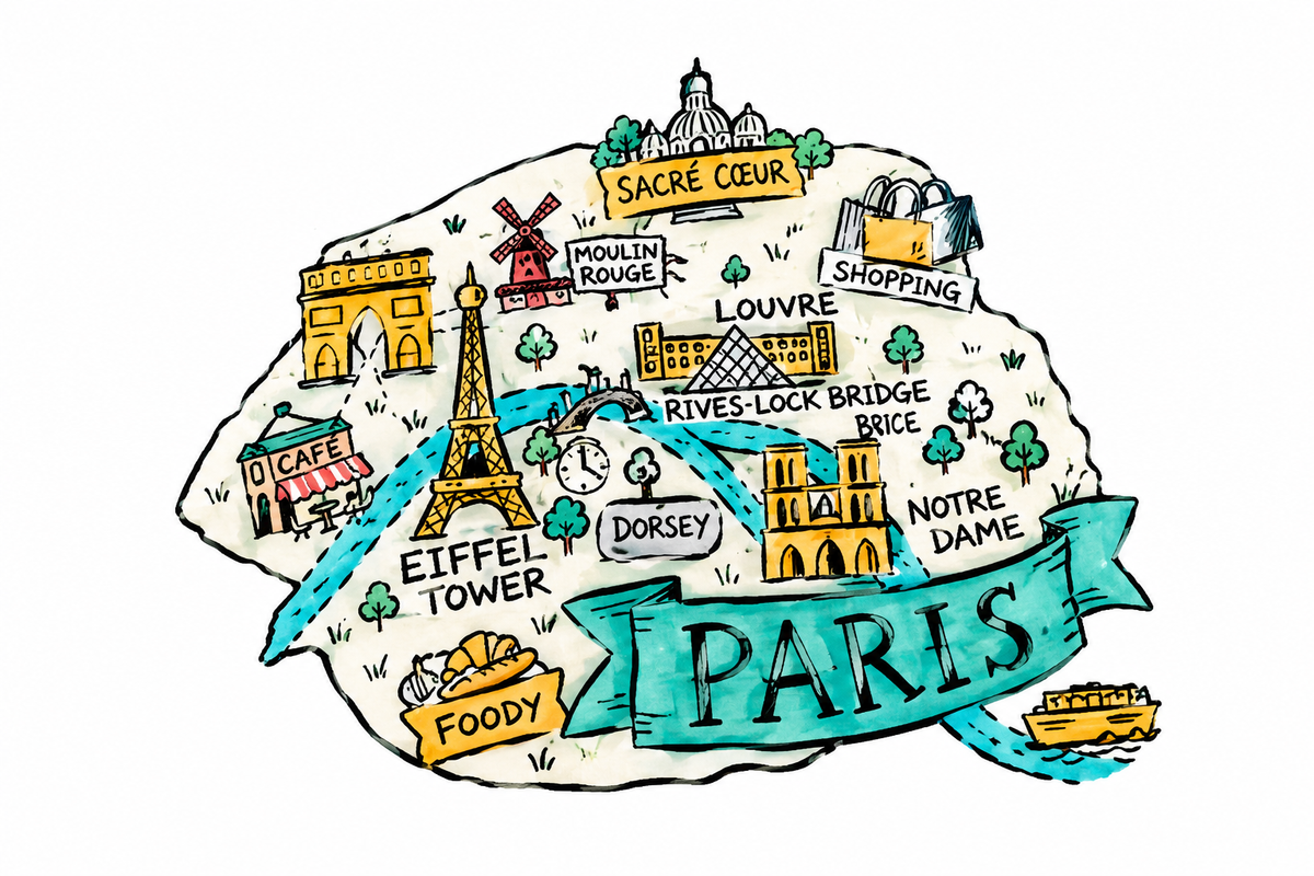 Illustration de Paris dessinée à la main